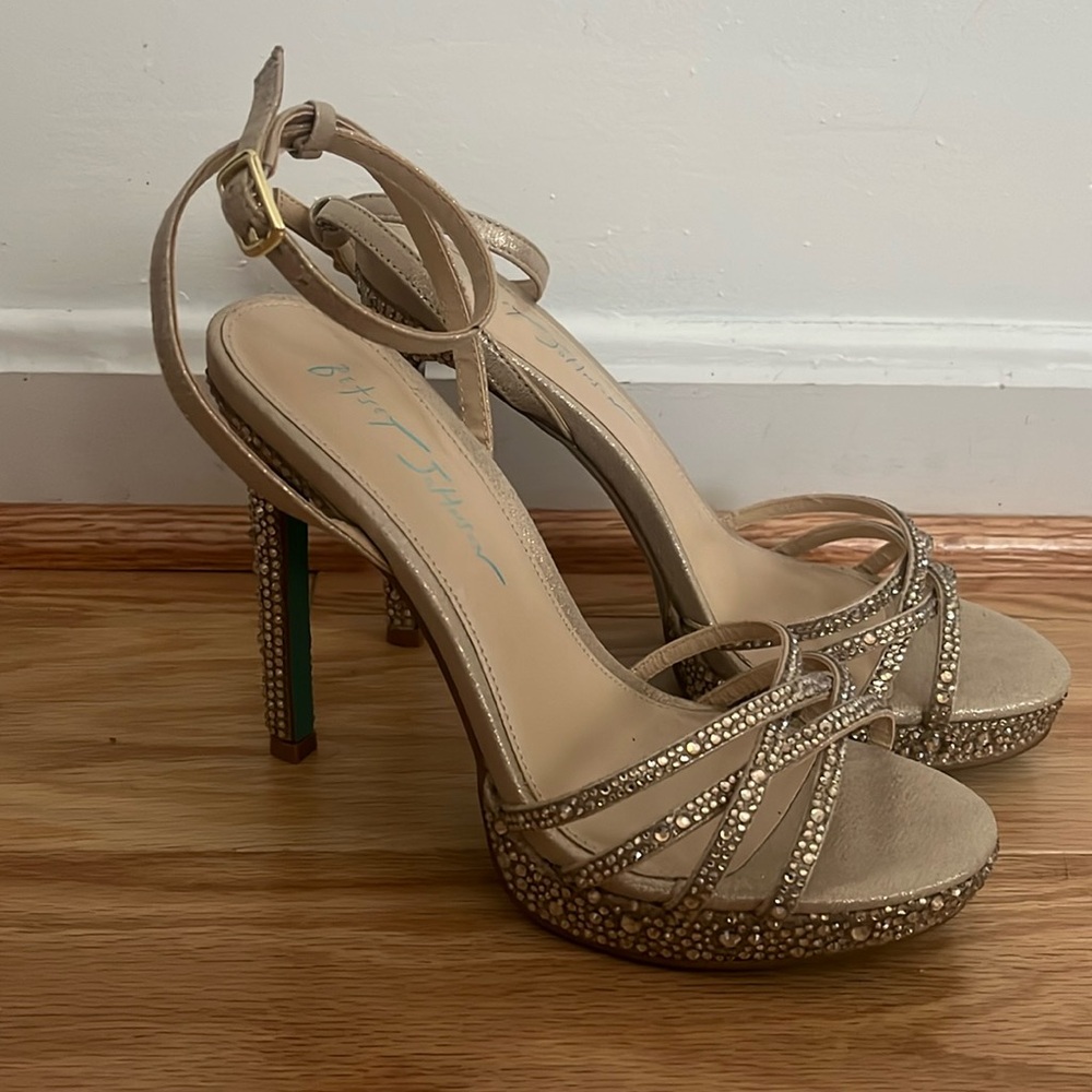 BETSEY JOHNSON
rhinestone strappy platform stiletto sandals